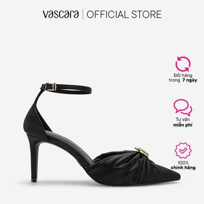 Vascara Giày satin cao gót phối họa tiết - BMN 0762