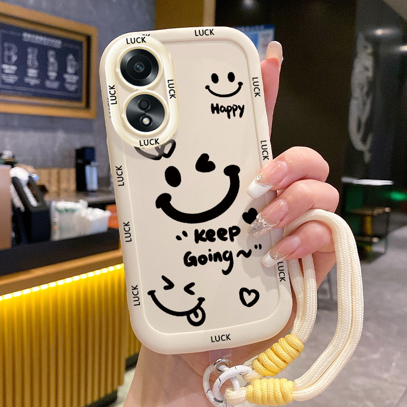 Ốp Lưng OPPO A58 4G A78 4G A58 5G A58X 5G A78 5G A1X 5G A2X 5G Case Nụ cười Với Lanyard