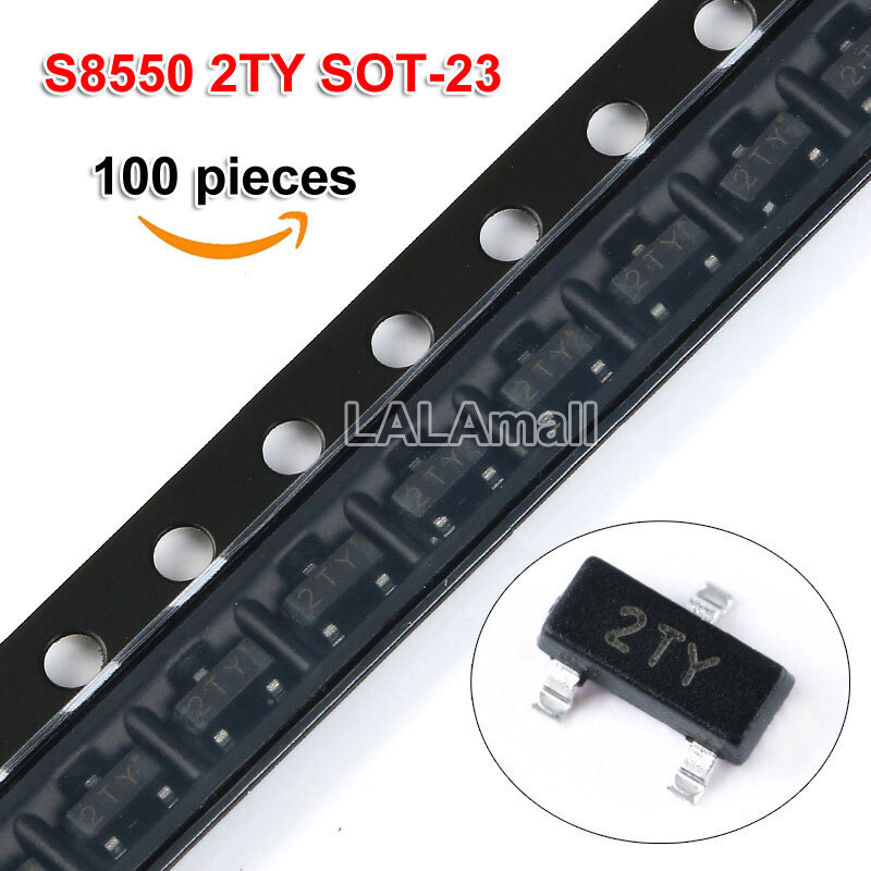 100 Chiếc S8550 2TY SOT-23 S8550D SOT23 SOT23-3 PNP -25V / 0.5A SMD Transistor Đánh Dấu Mã 2TY Mới B
