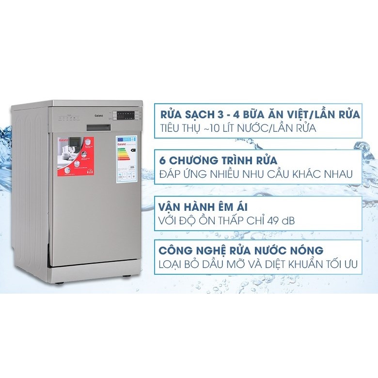 Máy rửa chén độc lập có sấy Galanz W45A3A401S-0E1(SS) 9 Đoàn Giỏi-H©️Ⓜ️
