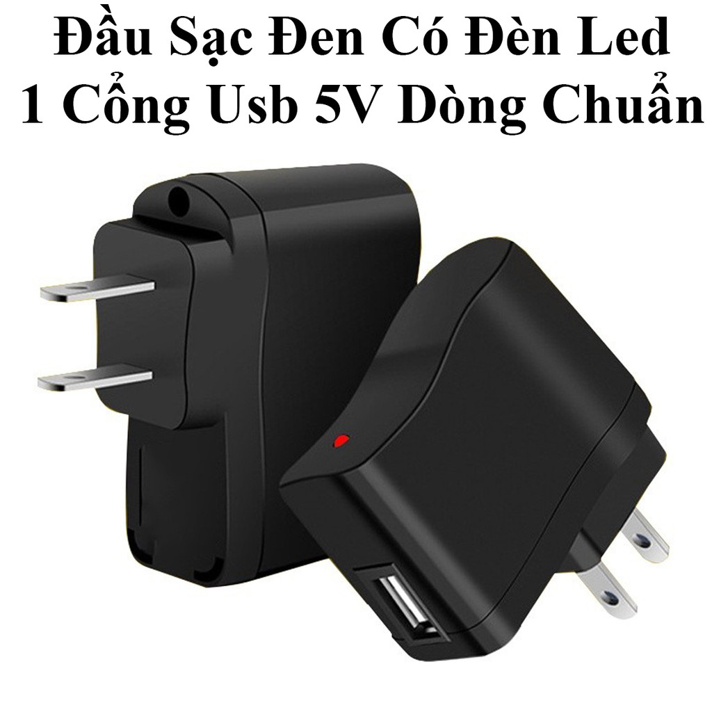 Cóc Sạc Đen Có Đèn Led 1 Cổng Usb 5V 0.5A Dòng Chuẩn