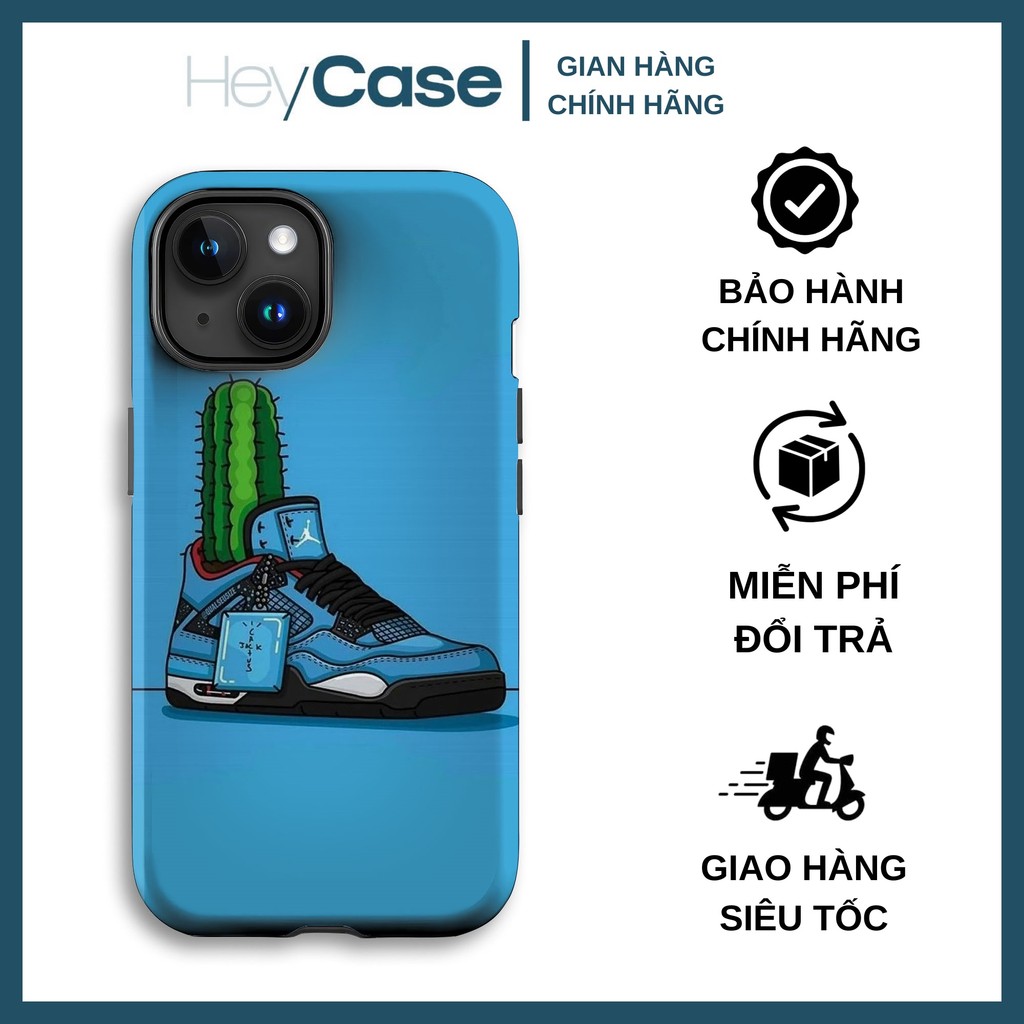 Ốp lưng iphone giày TRAVIS SCOTT xanh dương cây xương rồng mọc bên trong TPU cứng chống sốc