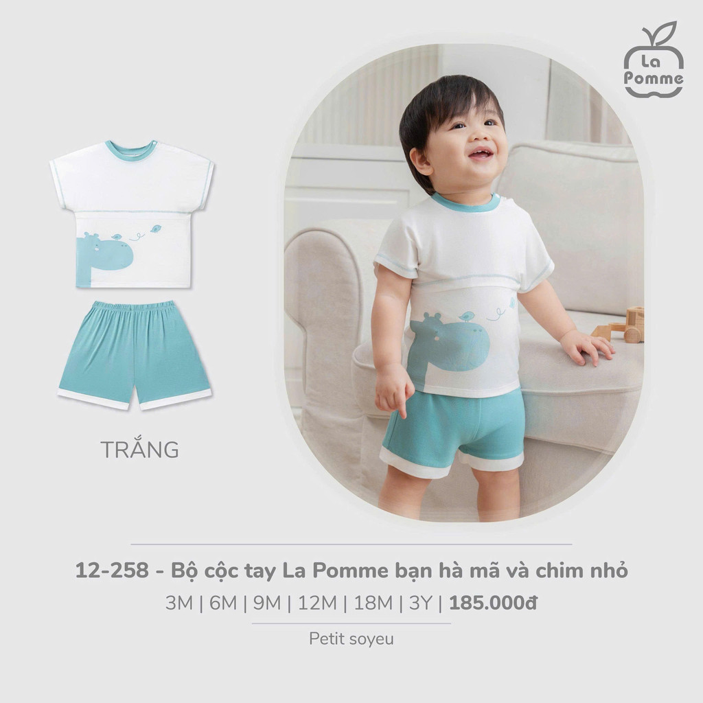 LA POMME - Bộ cộc tay La Pomme bạn hà mã và chim nhỏ - SS26.T1A