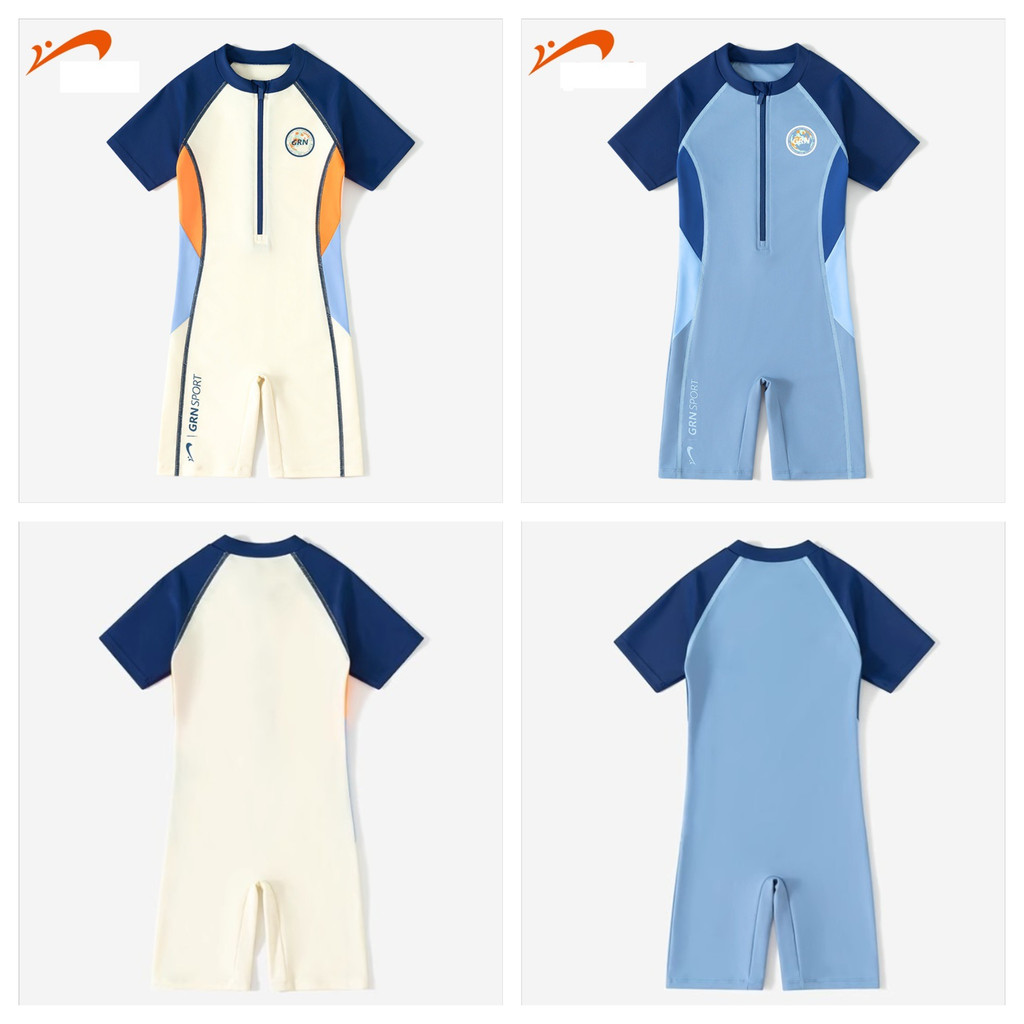 Bộ bơi trẻ em, bộ bơi liền thân cho bé trai cộc tay dễ mặc mẫu cộc tay YUKE size 110 - 170 mã 9972