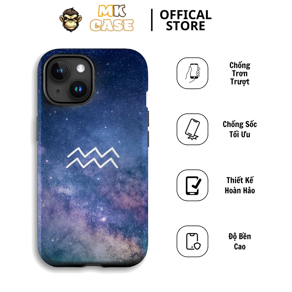 Ốp Điện Thoại Bảo Bình Aquarius Thiên Hà Vũ Trụ Sắc Nét Bền Màu MK CASE Iphone 11/12/13/14/15 Pro/16