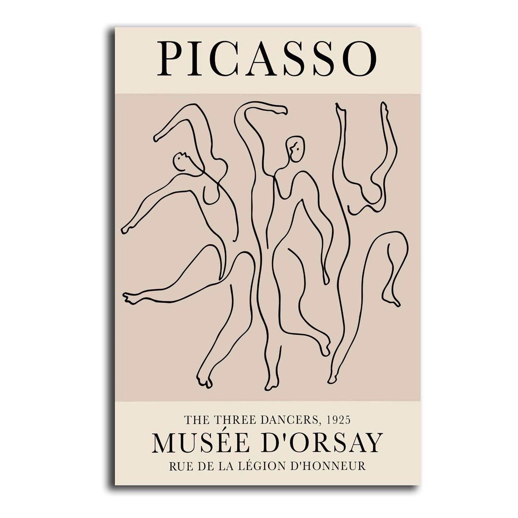 Pablo Picasso Ba Vũ Công Bảo Tàng Ngăn Chặn Vintage Poster Tối Giản Picasso Ký Lithograph