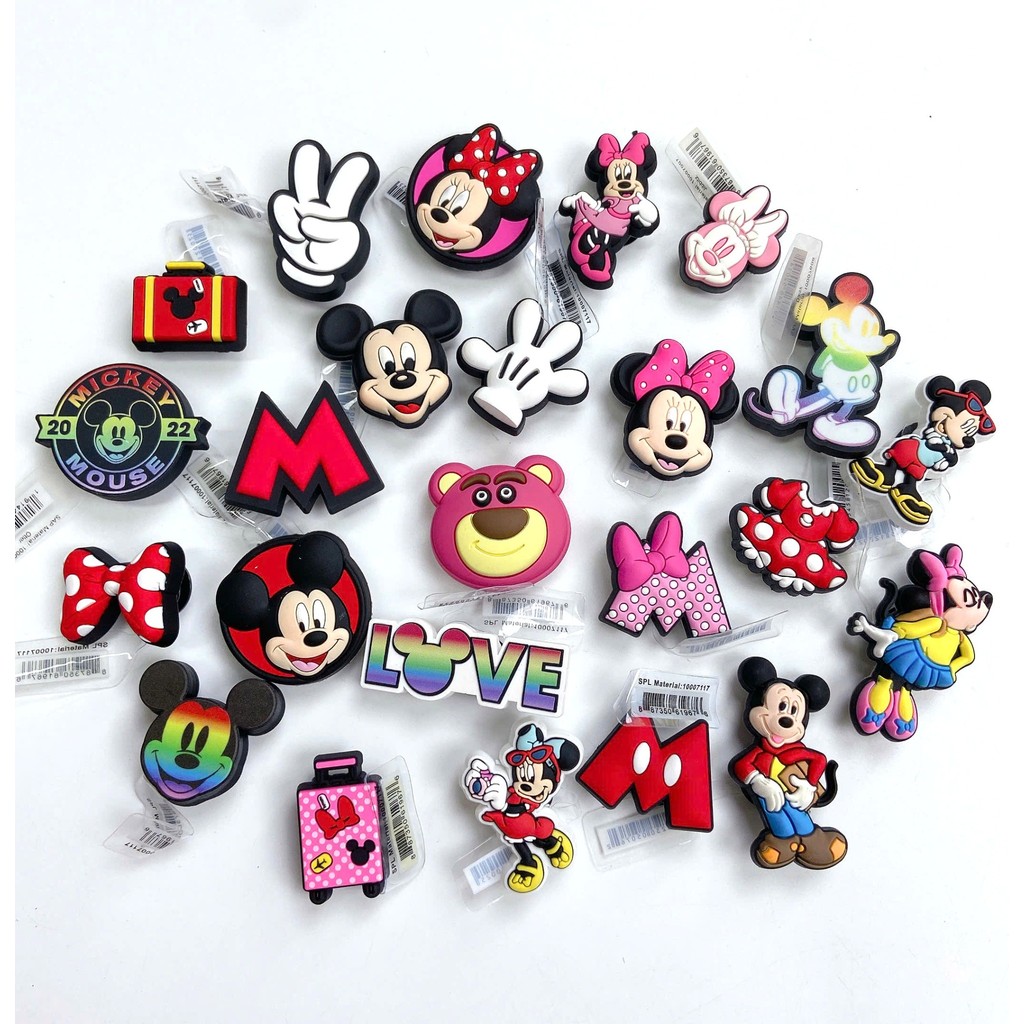 [ STICKER MICKEY, LOTSO] JIBBITZ gắn dép cờ róc cho bé, sticker STICKER gắn dép cờ róc trẻ em hình m