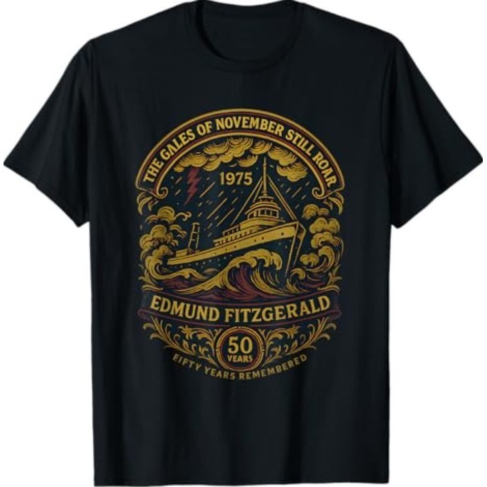 Áo thun tưởng nhớ Edmund Fitzgerald Ship 1975 Kỷ niệm Great Lakes