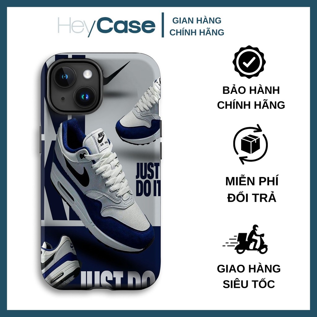 Ốp lưng iphone giày NIKE AIR MAX 1 xanh trắng cổ điển chữ just do it TPU cứng chống sốc bền bỉ