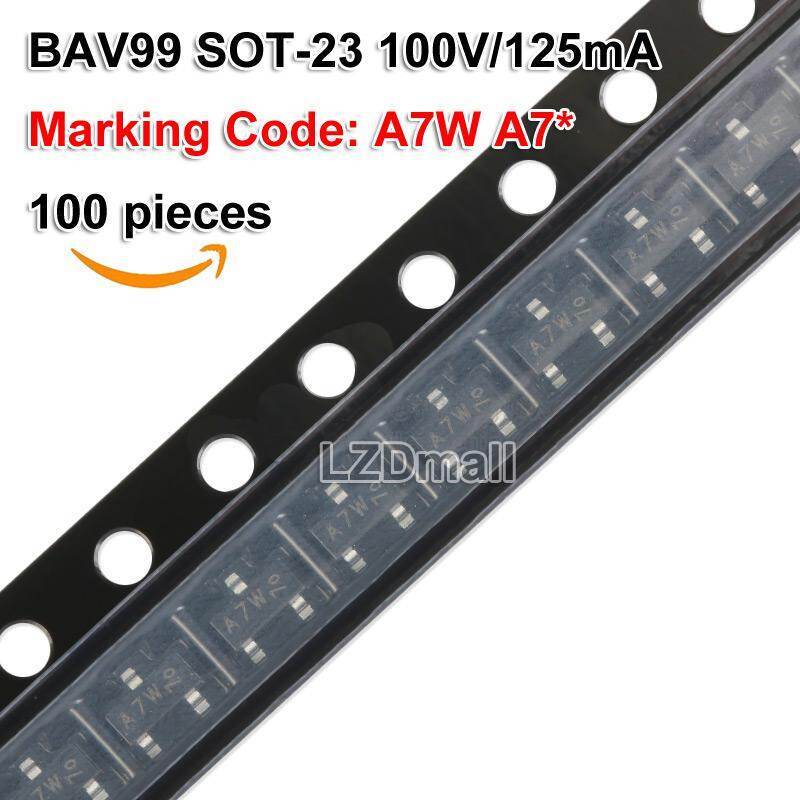 100 Chiếc BAV99 A7W SOT-23 SOT23 100V 125mA SMD Chuyển Mạch Diode Đánh Dấu Mã A7W A7 * Mới Chính Hãn