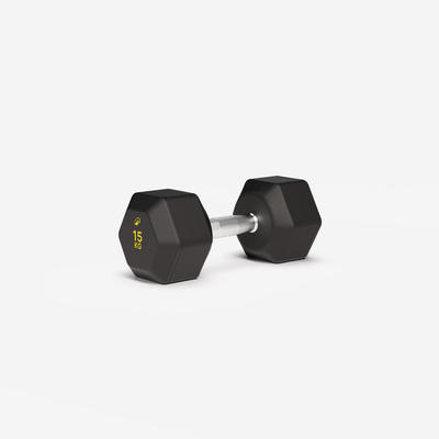 Tạ lục giác 15 kg DECATHLON PRO đen mã 8928543