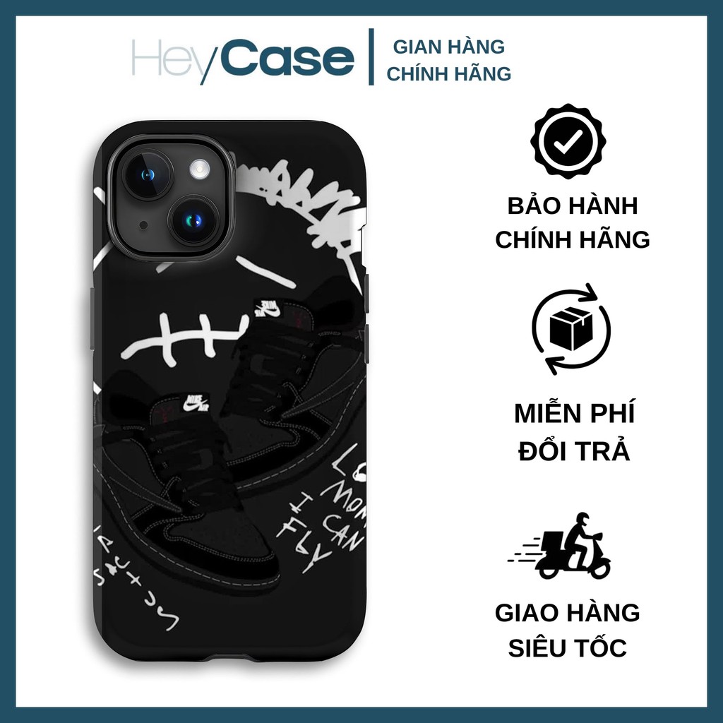 Ốp lưng iphone giày TRAVIS SCOTT đen phantom logo mặt cười cactus jack TPU cứng chống va đập