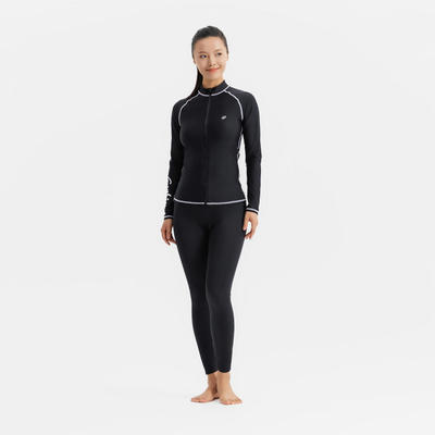 Áo bơi đi biển nữ chống nắng có khóa kéo DECATHLON Đen mã 8919086