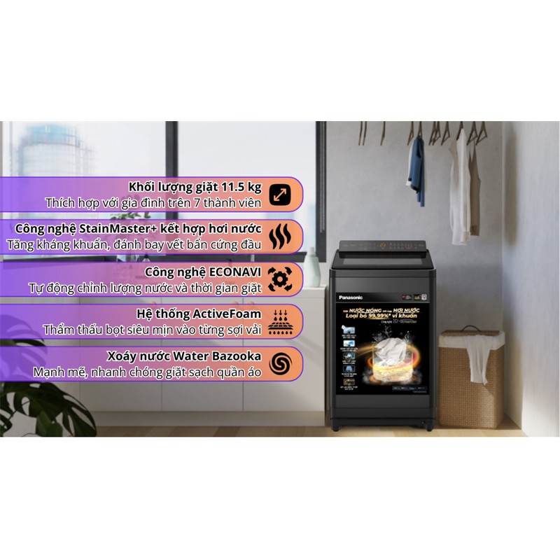Máy giặt Panasonic Inverter 11.5 Kg NA-FD115V3BV 2025 - VIỆT NAM 9 Đoàn Giỏi-H©️Ⓜ️
