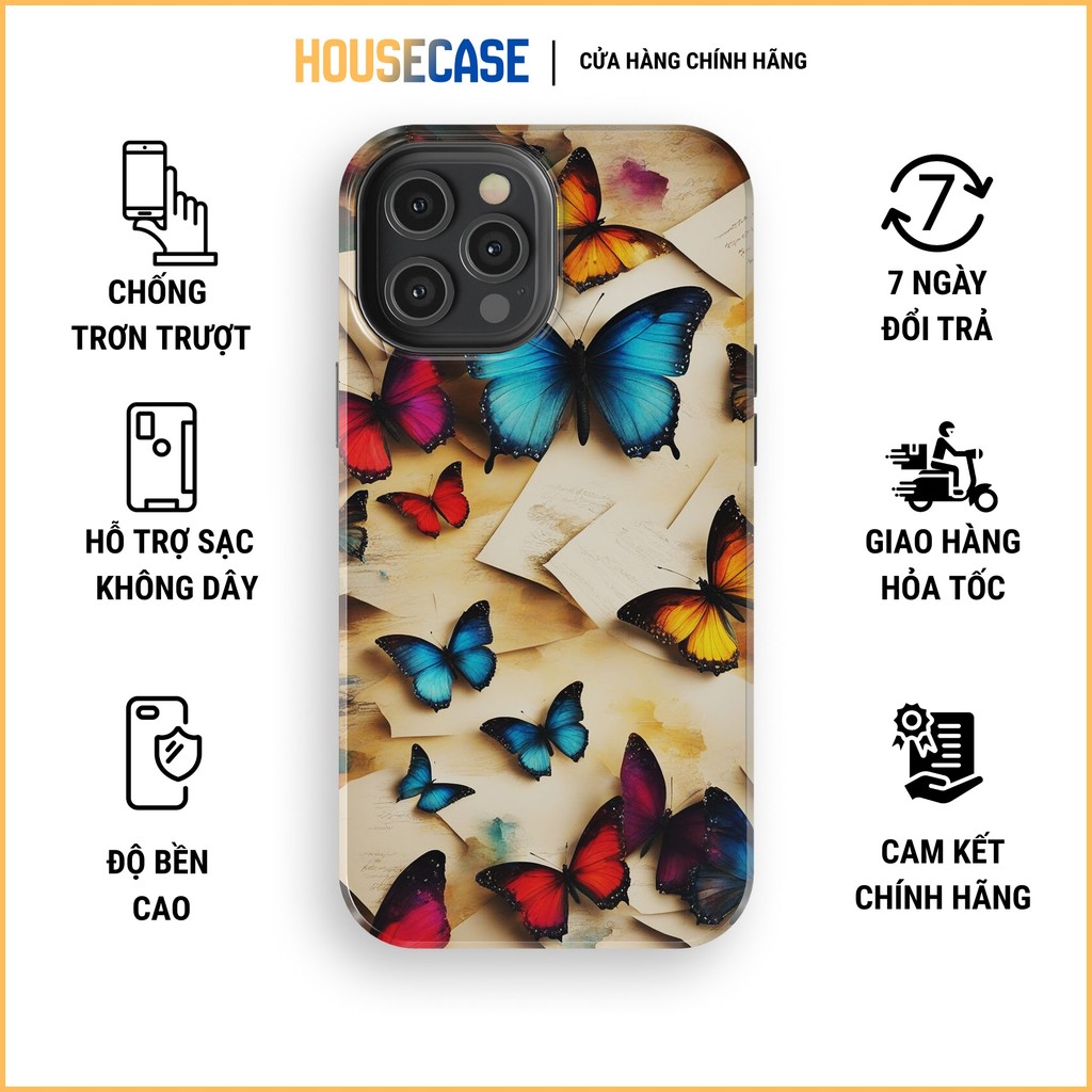 Ốp lưng iphone bướm vintage nền thư tay giấy cũ retro butterfly letter collage art TPU