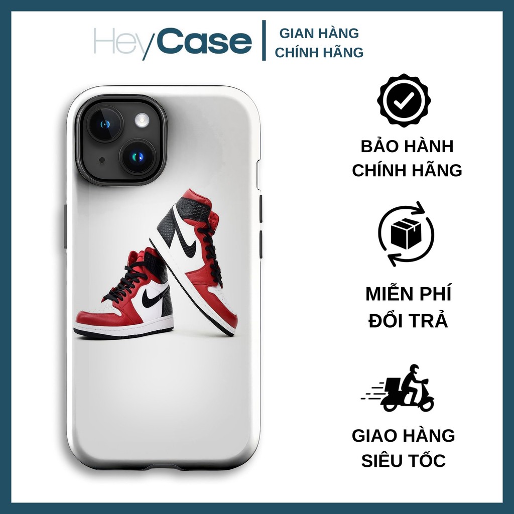 Ốp lưng iphone đôi giày JORDAN 1 chicago đỏ trắng đen da rắn sang trọng TPU cứng chống sốc