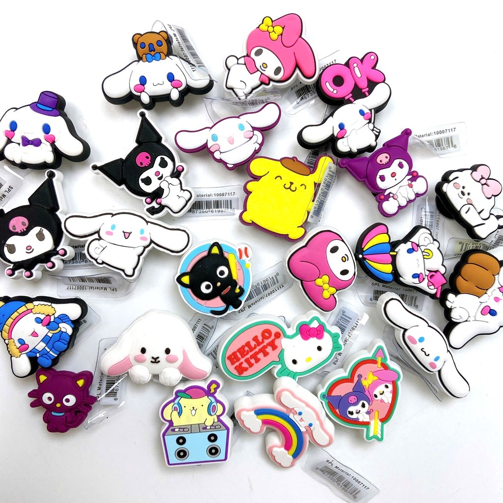 SET 6 STICKER KUROMI Set 6 STICKER chính hãng gắn dép cờ róc, Jibbitz gắn dép cờ róc Set 6 cái hàng 