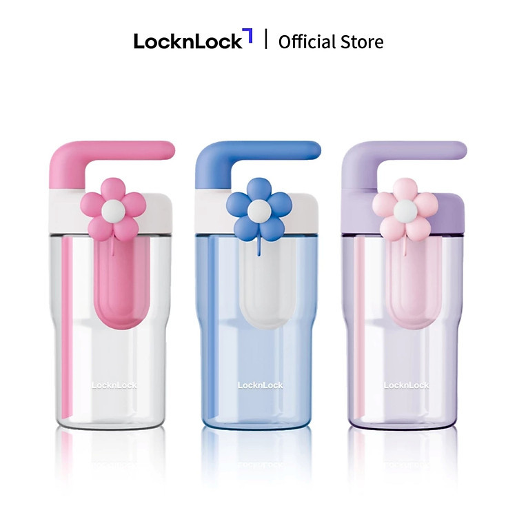 Bình nhựa tritan LocknLock Handy Infuser Bottle ABF916 dung tích 770ml kèm ống hút và hoa trang trí