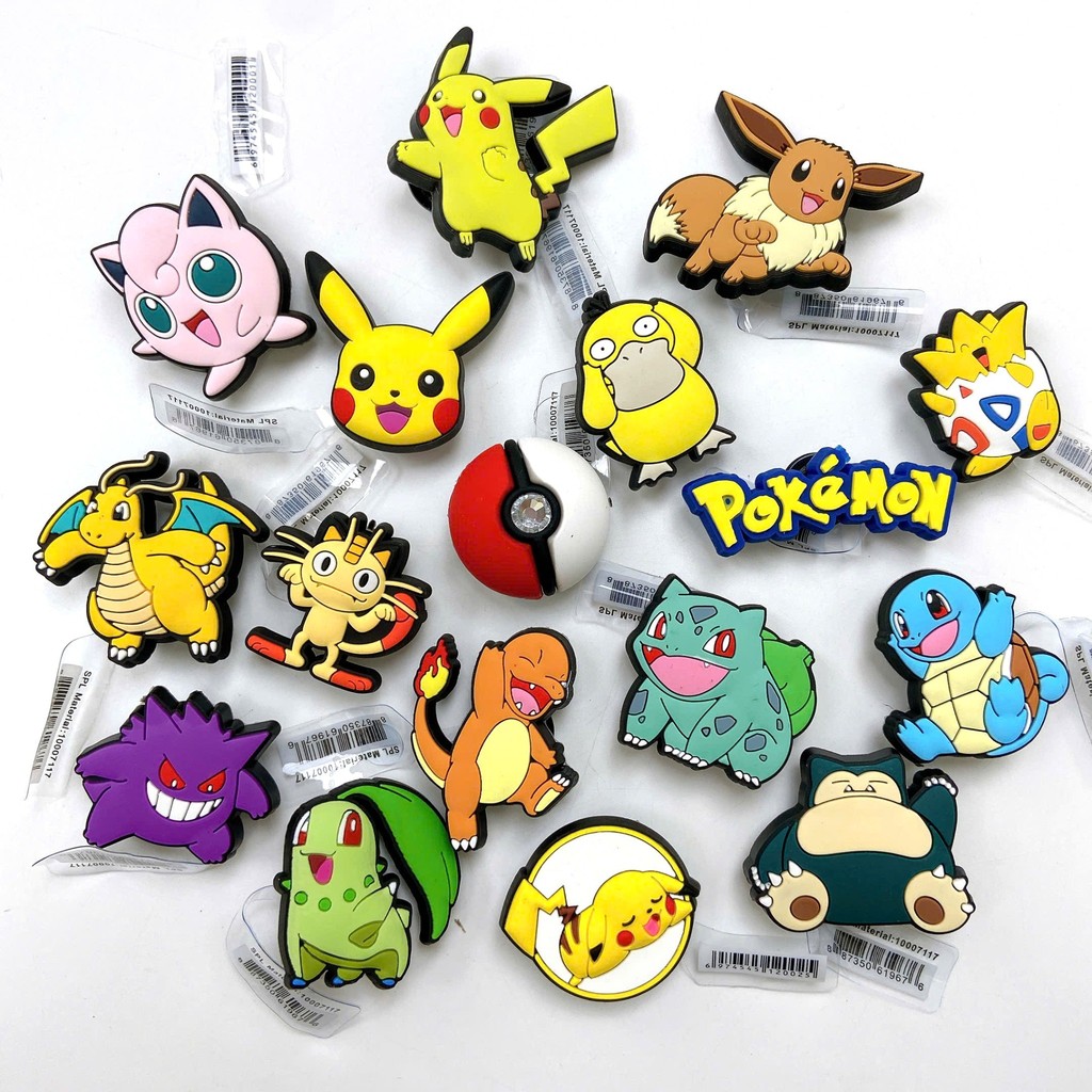 [ STICKER POKEMON ] JIBBITZ pokemon gắn dép cờ róc cho bé, stickers STICKER pikachu gắn dép cờ róc t