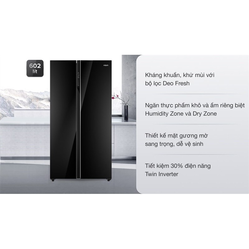 Tủ lạnh Aqua Inverter 602 lít AQR-IG696FS GB 9 Đoàn Giỏi-H©️Ⓜ️