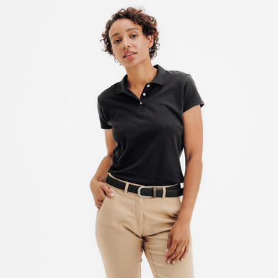 Áo polo chơi golf nữ 100% cotton DECATHLON MW100 xanh lá mã 8927298