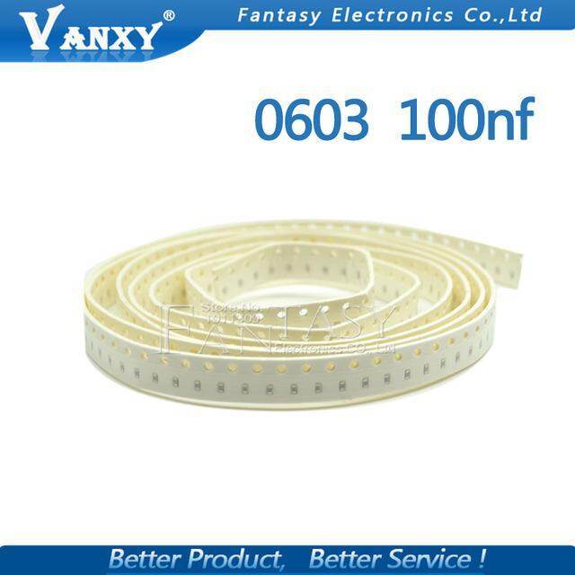100 Chiếc 100NF X7R Lỗi 10% 50V 0603 104 SMD Dày Phim Chip Tụ Điện Gốm Nhiều Lớp