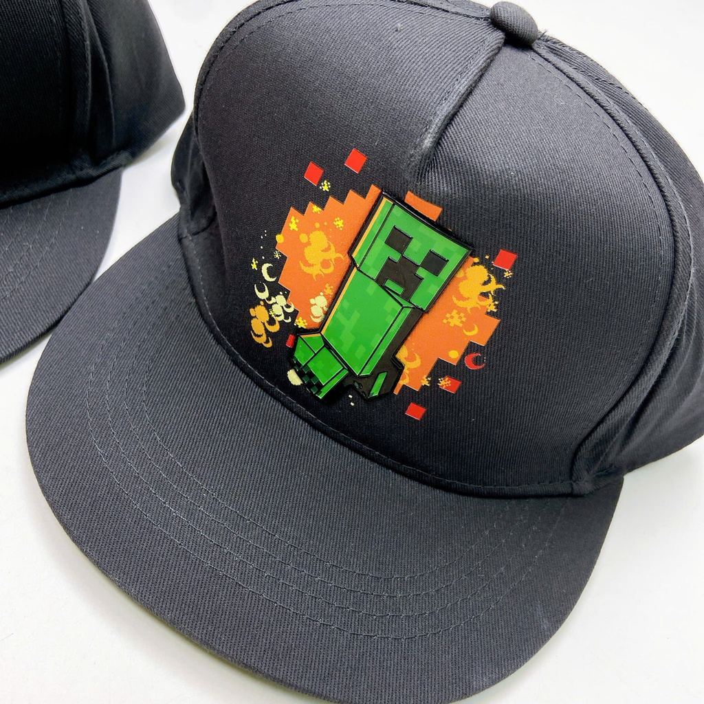 Mũ lưỡi trai cho bé, mũ họa tiết MINECRAFT màu đen cho bé trai từ 4 tuổi