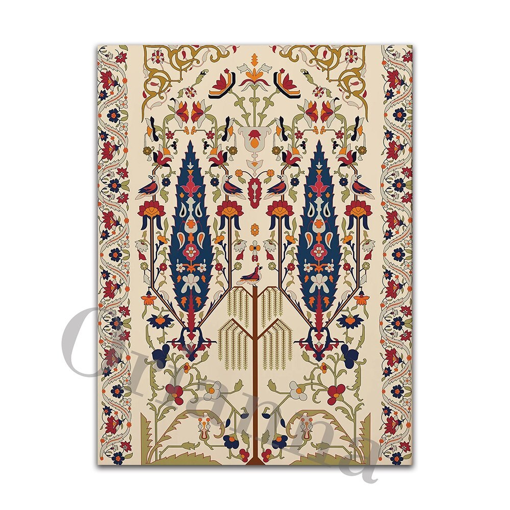 Áp phích nghệ thuật treo tường dân gian Ấn Độ, Nghệ thuật Paisley, Madhubani, Nghệ thuật chim hoa Mo