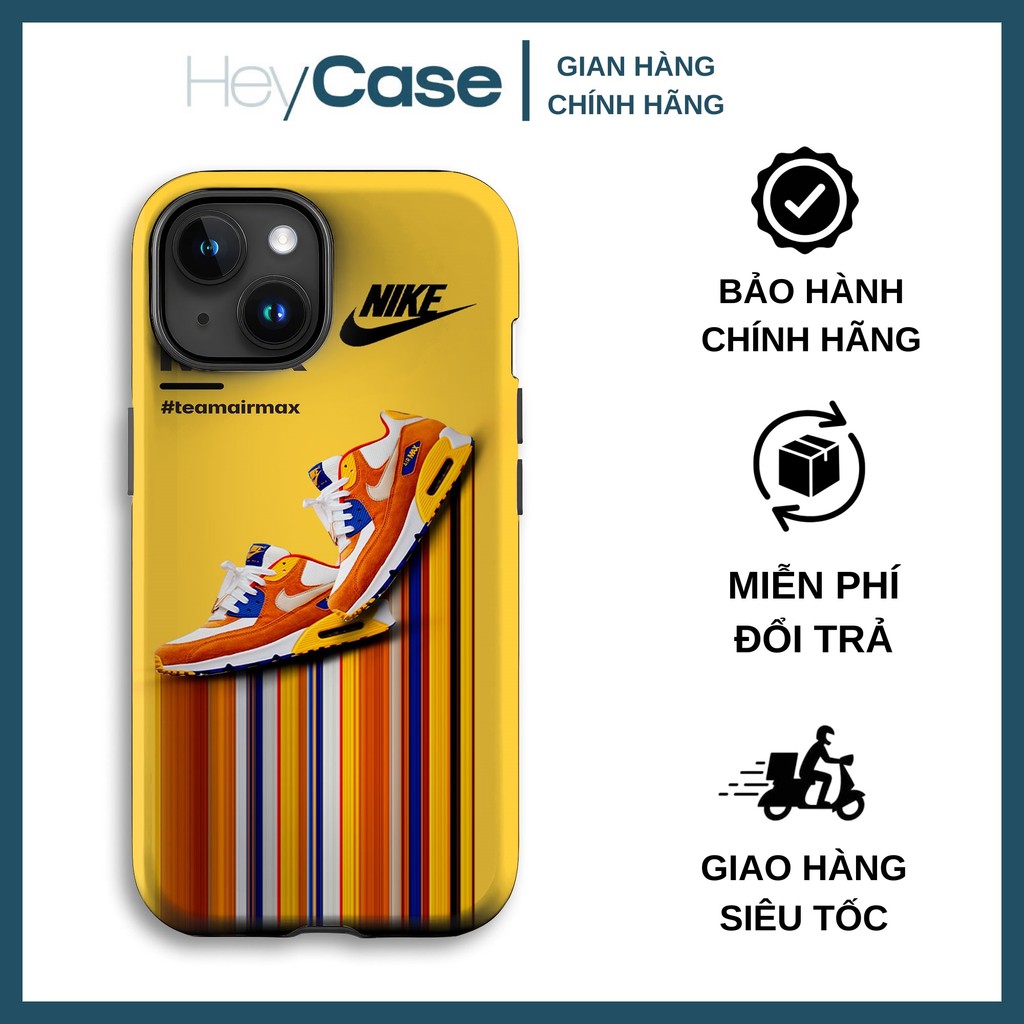 Ốp lưng iphone giày NIKE AIR MAX 90 cam trắng nền vàng sọc màu rực rỡ TPU cứng chống sốc