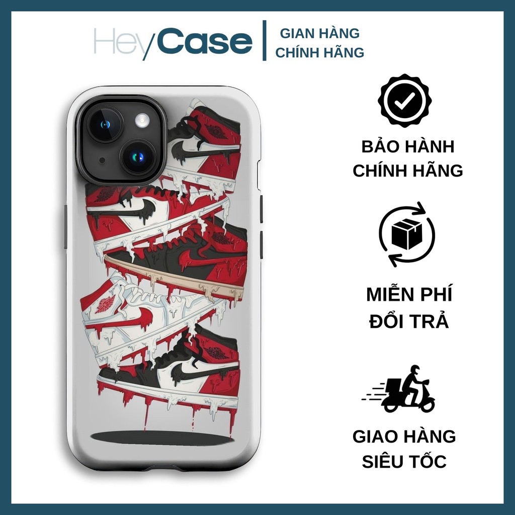 Ốp lưng iphone tháp giày JORDAN 1 chicago đỏ đen tan chảy art TPU cứng chống sốc bền bỉ
