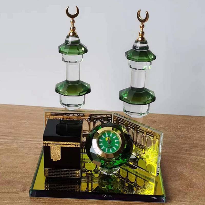 Hồi Giáo Đồng Hồ Bàn Trang Trí Nhà Hồi Giáo Trang Trí Lưu Niệm Kaaba Allah Pha Lê Hồi Giáo Pha Lê Cá
