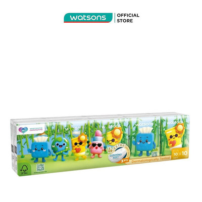 Khăn Giấy Bỏ Túi Watsons Velvet Mini Hankies 3 lớp x 10 tờ x 10 gói