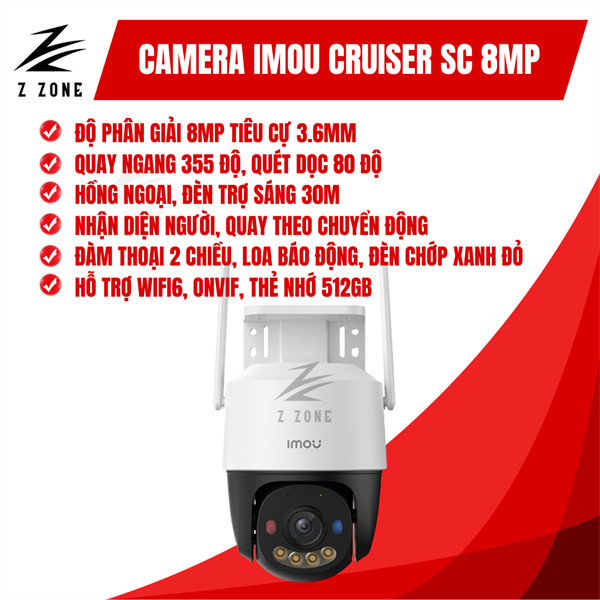 Camera Imou IPC-K7FP-8V0N Cruiser SC 8MP - Độ phân giải cao, Tầm nhìn xa ban đêm, Chống ngược sáng