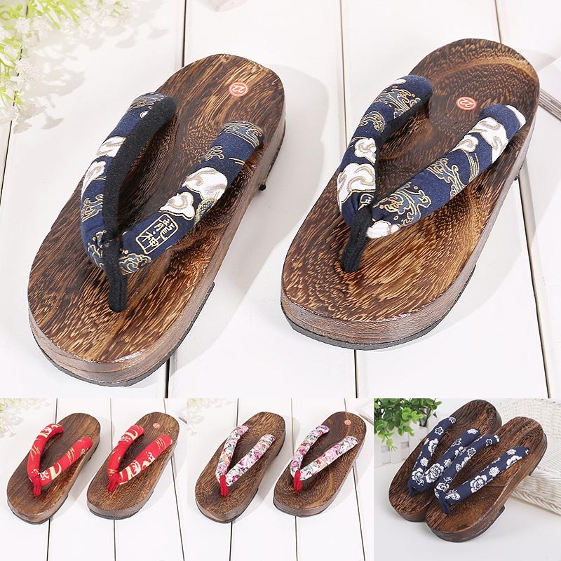 Trẻ Em Cosplay Dép Mùa Hè Đế Bằng Flip Flops Samurai Tắc Gỗ Geta Dép