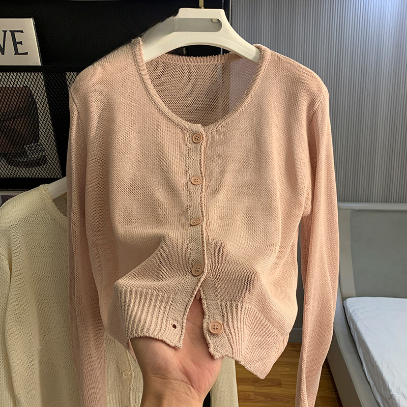 Áo khoác cardigan len hồng Zhijian Uniqlo - Phong cách mới thu đông phương tây ngọt ngào