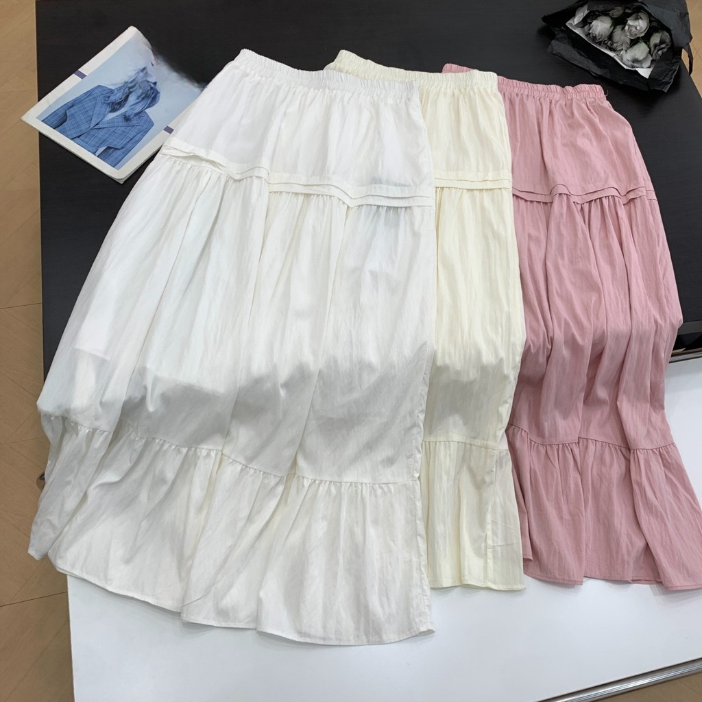 [Lin Lin Lin] Mùa Hè 2026 Váy Phong Cách Mới Màu Trơn Thường Ngày Phù Hợp Với Eo Cao Ôm Hơn Nhìn Nic