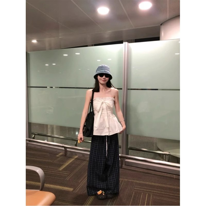 Tube Top Summer Slim Fit với Nơ Ren, size lớn, phong cách mới