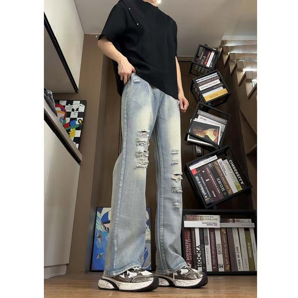 Quần jean nam nữ rách style retro hippie cho mùa hè