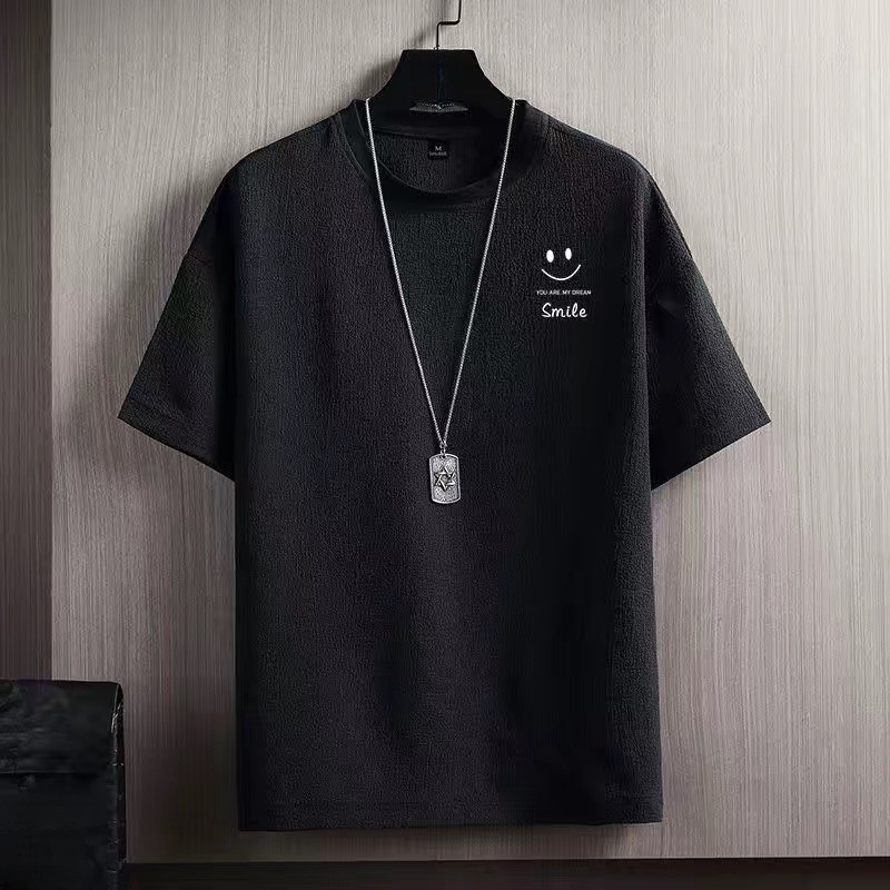 Áo thun nam mùa hè chất liệu cotton linen, cổ tròn, phong cách thời trang