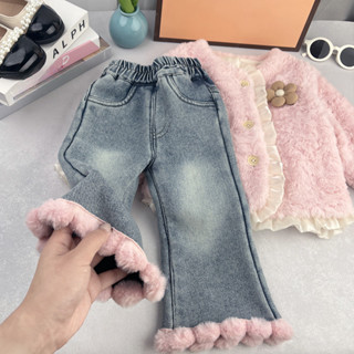  Quần Jean Bé Gái Mùa Đông Lông Cừu Lót Phong Cách Phương Tây loe Quần Nữ Thời Trang Cho Bé Phù Hợp Với Ấm Áp Phiên Bản Hàn Quốc Hơi 