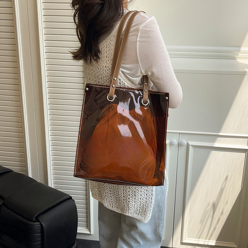 Dung tích lớn Túi thạch trong suốt Phong cách mới Hợp thời trang Túi đi lại Túi xách nữ thời trang