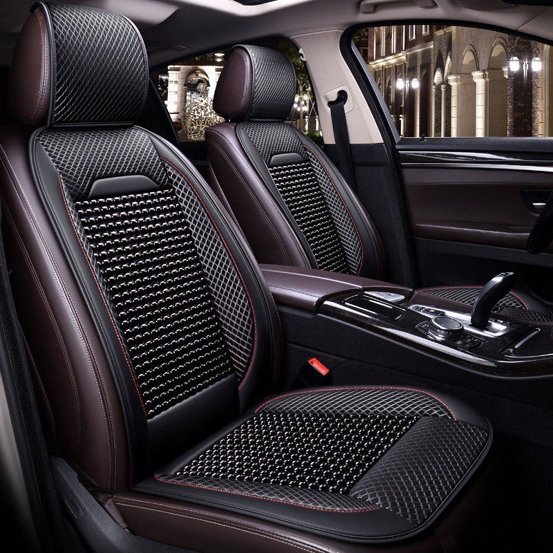 Lót ghế ô tô hạt gỗ massage, Bọc ghế ô tô thoáng khí, Áo ghế ô tô lót liền massage cao cấp