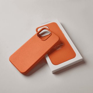 Ốp Da cao cấp 1-1 full viền, lót nhung, hỗ trợ Sạc nam châm Weekase Basic Leather Case Màu Cam Tươi