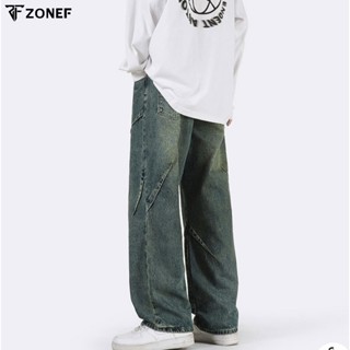 Quần Jean Nam Wash Retro Form Suông, Quần Bò Floating Line Chất Denim Mềm Mịn Thoáng Mát - JF