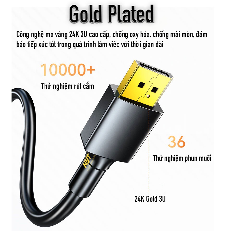 Dây Displayport 4K*60Hz , 2K*165Hz NYT HA102- Hàng Chính Hãng, Bảo Hành 12T Đổi Mới