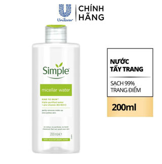 [BW Gif mới] Nước tẩy trang Simple Micellar làm sạch trang điểm vượt trội và cấp ẩm tức thì cho da 200ml
