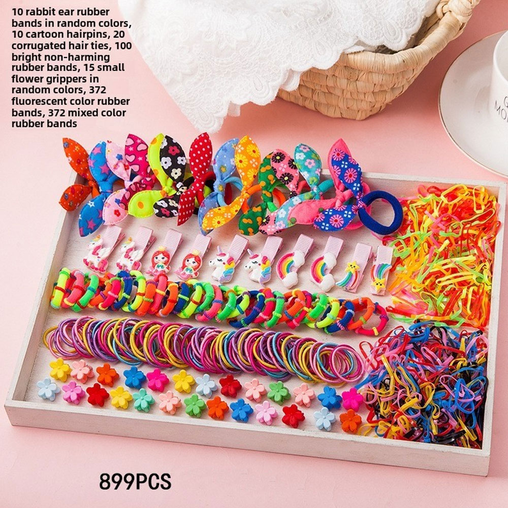 Bộ phụ kiện tóc màu kẹo cho bé gái gồm 786-899 miếng, bao gồm dây buộc tóc, kẹp và băng đô phong các