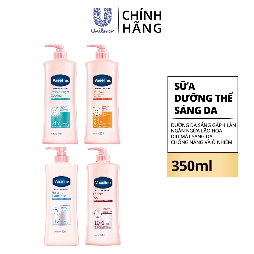 Sữa dưỡng thể da sáng tức thì Vaseline 350ml/320ml/chai (tùy đợt nhập hàng) | BigBuy360 - bigbuy360.vn