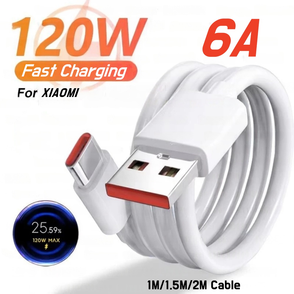 Cáp Sạc Nhanh Turbo 120w 6a Usb Cho Xiaomi 15 14 13 12 11 67w Type C Và Redmi Note