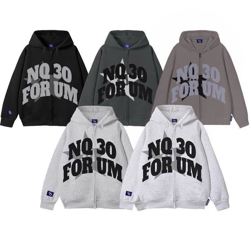 ÁO Hoodie Zip Form Boxy Choice FA1-1695-3 Thêu Đắp Vải, Nỉ Hoodie Rộng Nam Nữ
